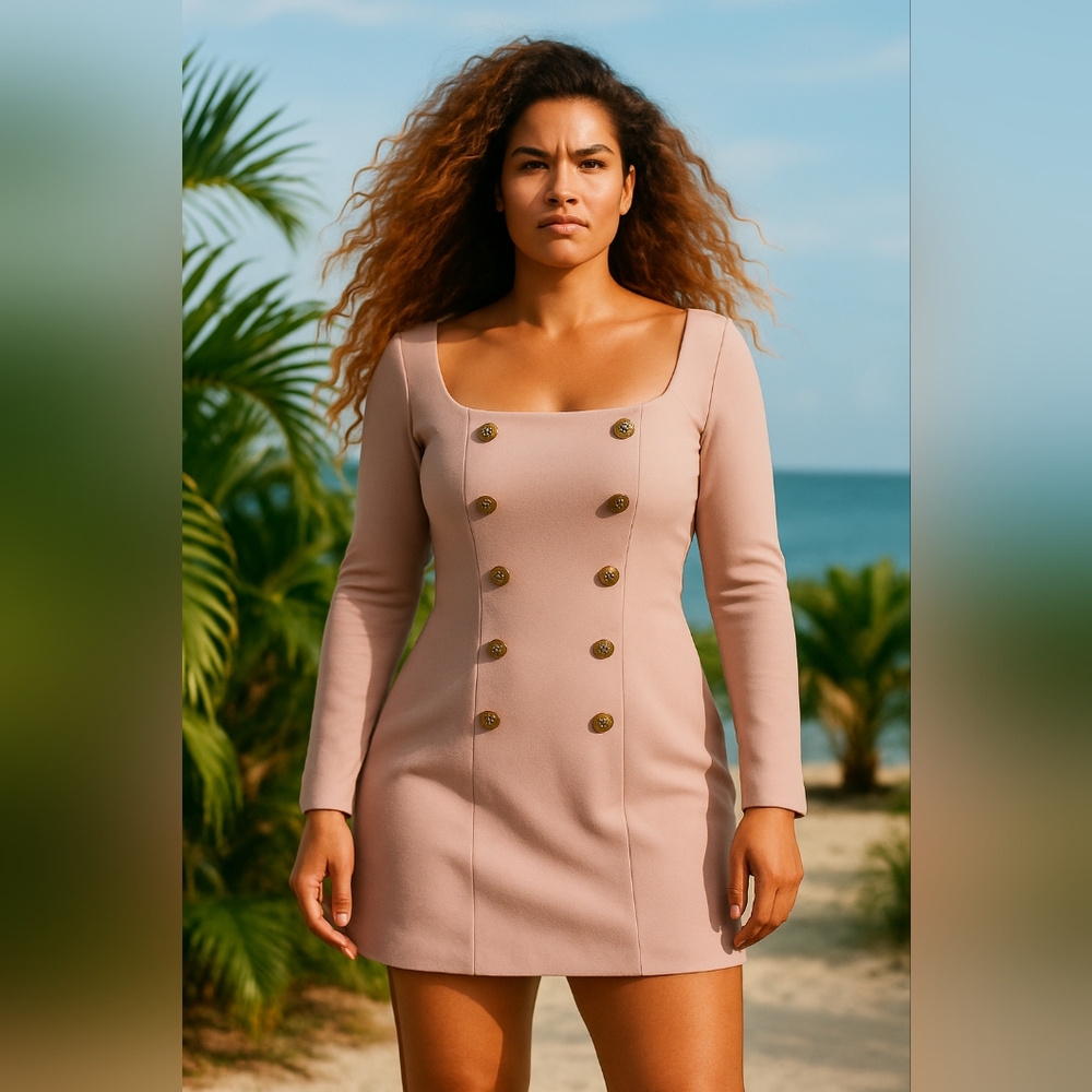 Forever 21 Blush Pink Military-Inspired Mini Dress – Size M